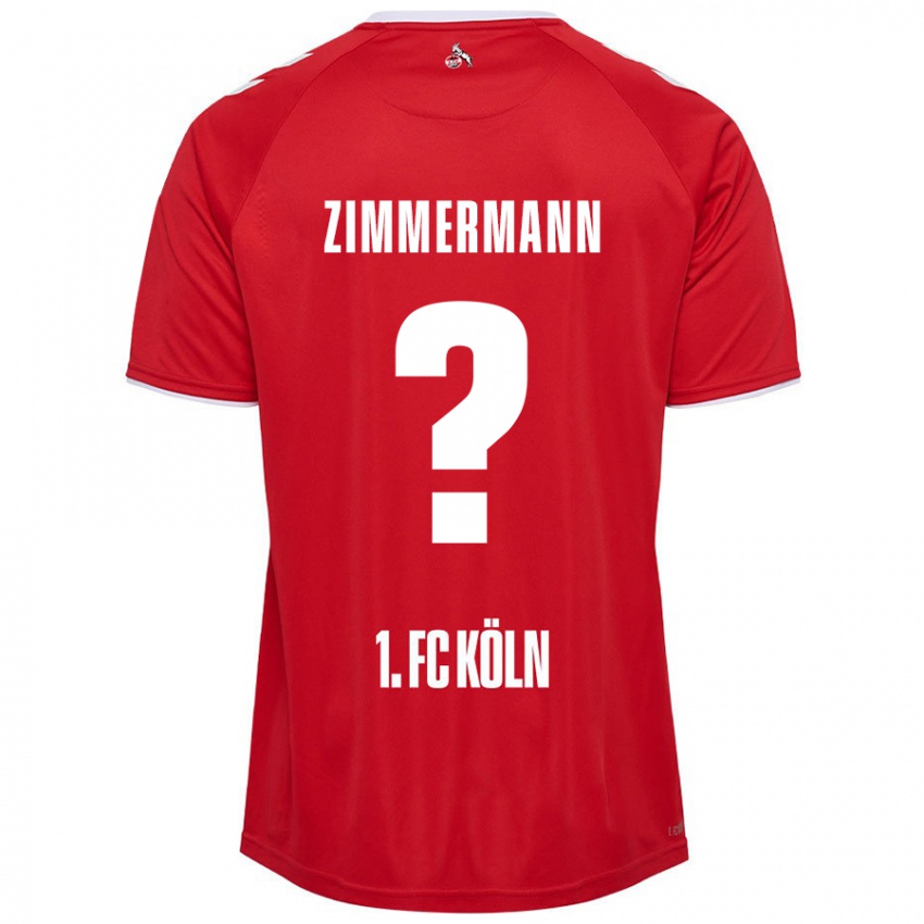 Férfi Nick Zimmermann #0 Piros Fehér Idegenbeli Jersey 2024/25 Mez Póló Ing