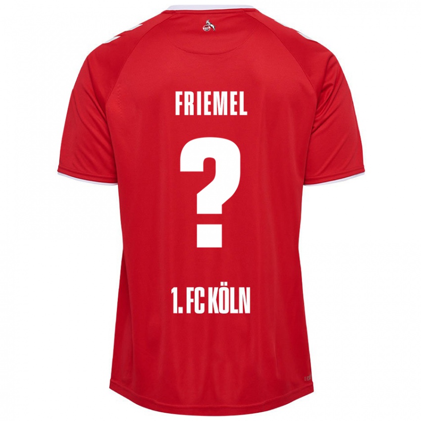 Férfi Jonathan Friemel #0 Piros Fehér Idegenbeli Jersey 2024/25 Mez Póló Ing