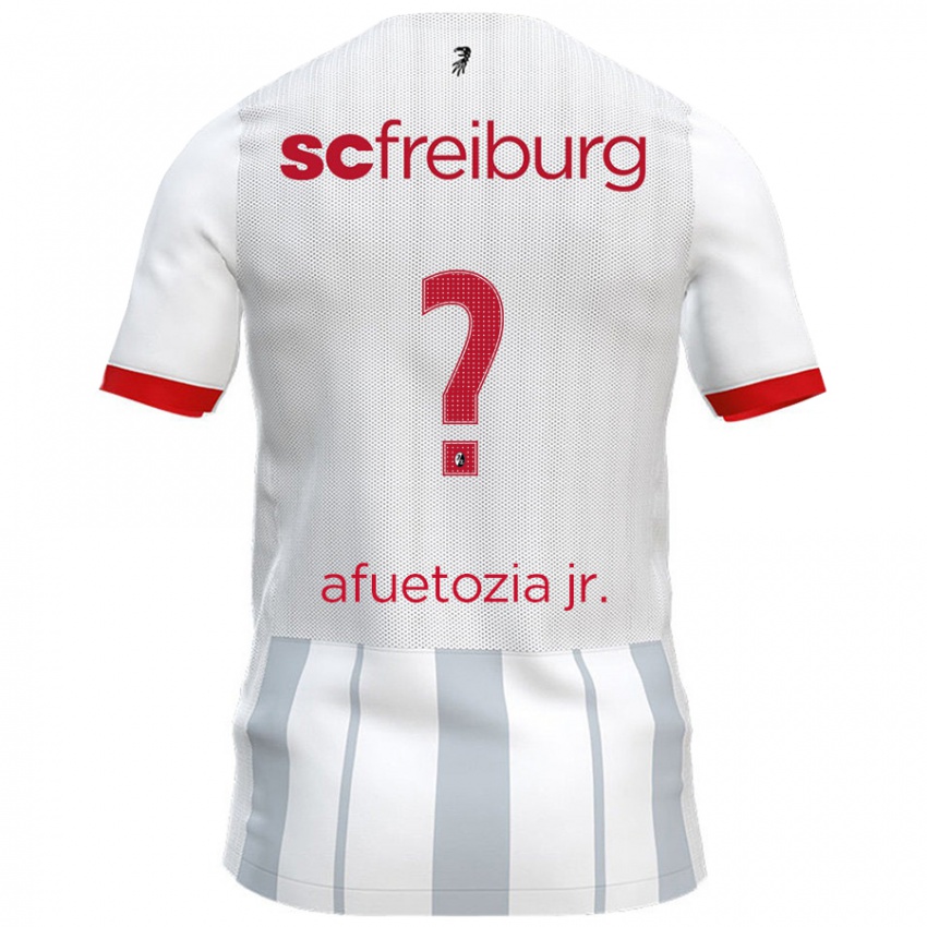 Férfi Junior Atemkeng Afuetozia #0 Fehér Szürke Idegenbeli Jersey 2024/25 Mez Póló Ing