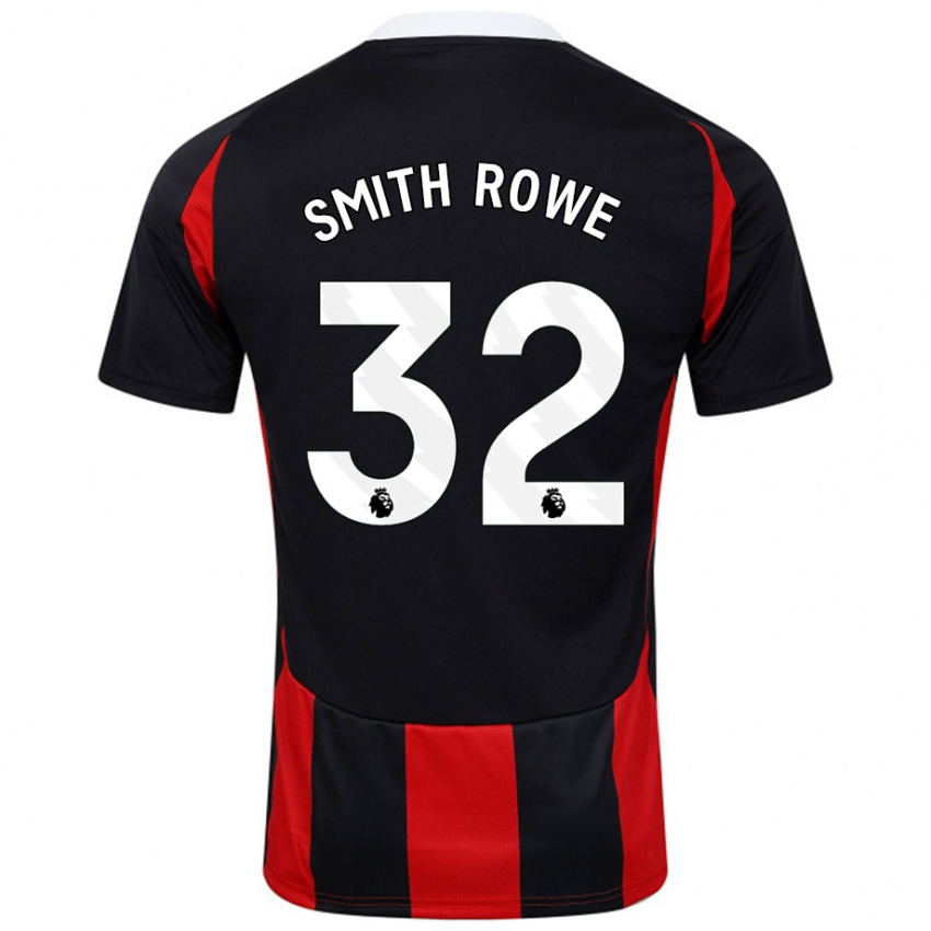 Férfi Emile Smith Rowe #32 Fekete Piros Idegenbeli Jersey 2024/25 Mez Póló Ing