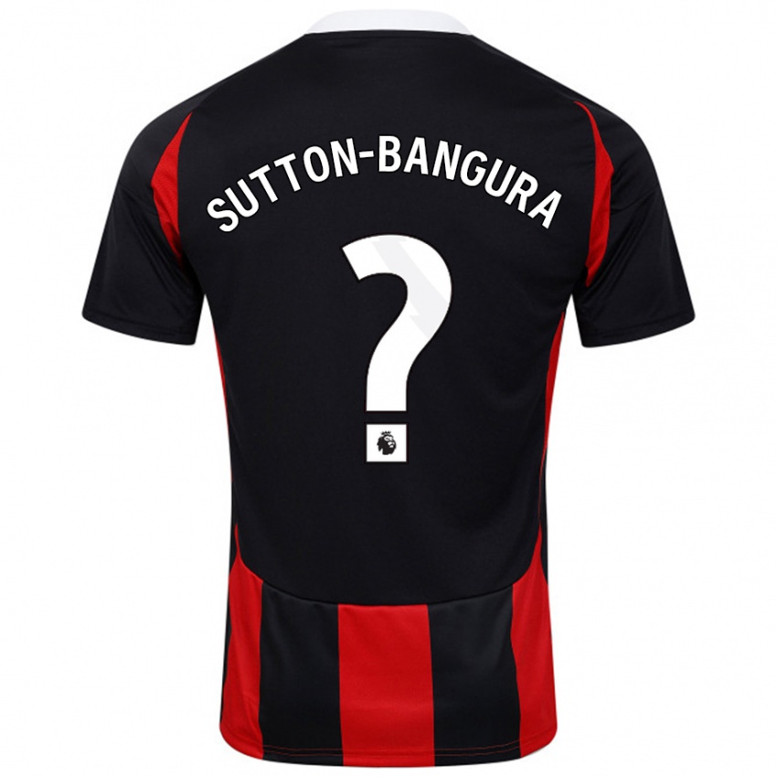 Férfi William Sutton-Bangura #0 Fekete Piros Idegenbeli Jersey 2024/25 Mez Póló Ing