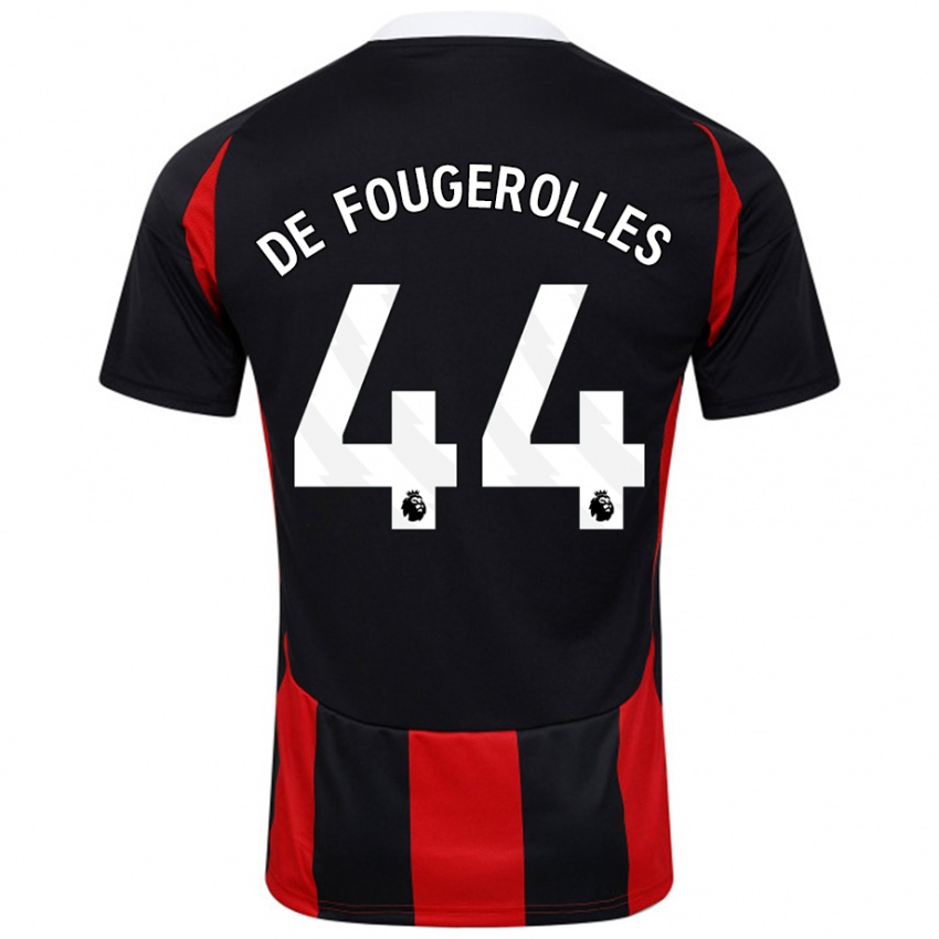 Férfi Luc De Fougerolles #44 Fekete Piros Idegenbeli Jersey 2024/25 Mez Póló Ing