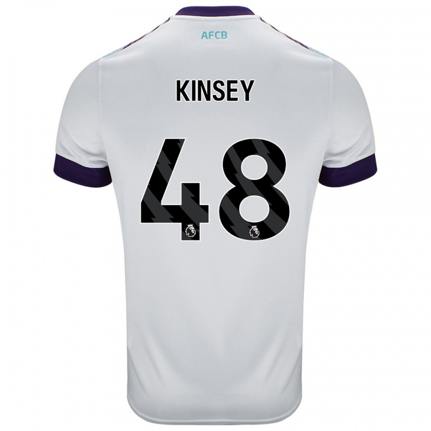 Férfi Max Kinsey #48 Fehér Zöld Lila Idegenbeli Jersey 2024/25 Mez Póló Ing