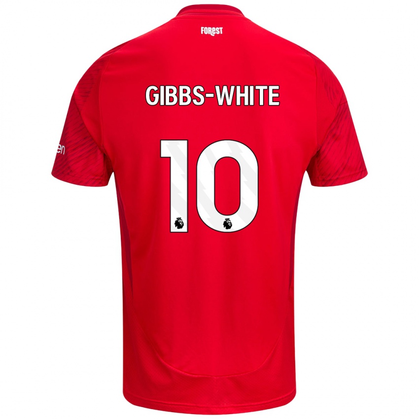 Női Morgan Gibbs-White #10 Piros Fehér Hazai Jersey 2024/25 Mez Póló Ing