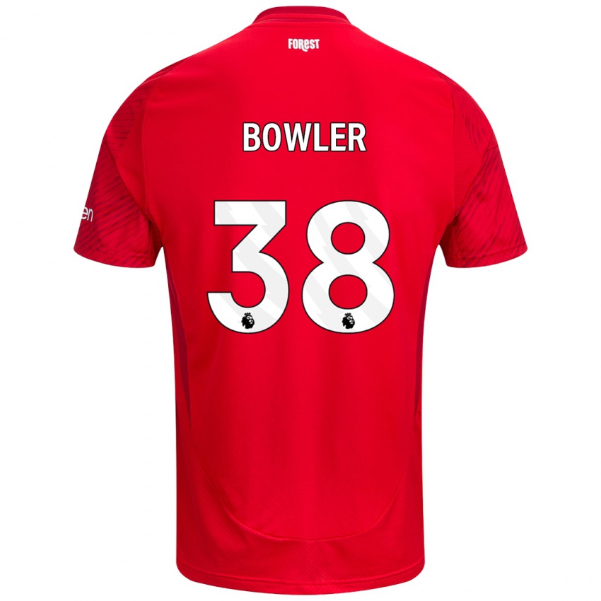 Női Josh Bowler #38 Piros Fehér Hazai Jersey 2024/25 Mez Póló Ing