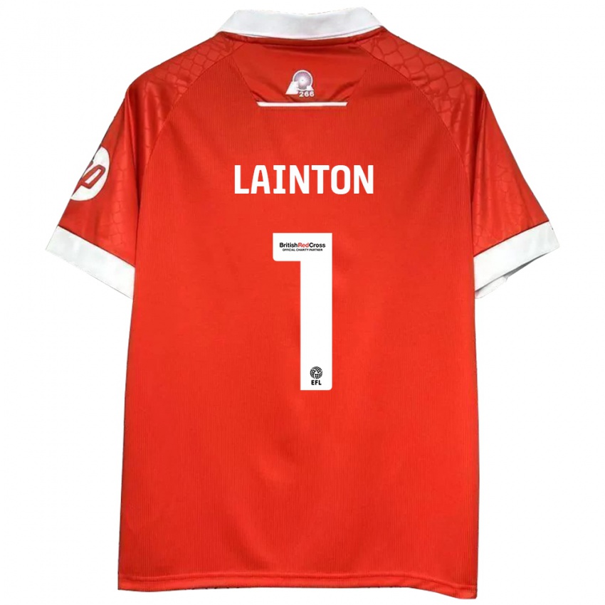 Női Rob Lainton #1 Piros Fehér Hazai Jersey 2024/25 Mez Póló Ing