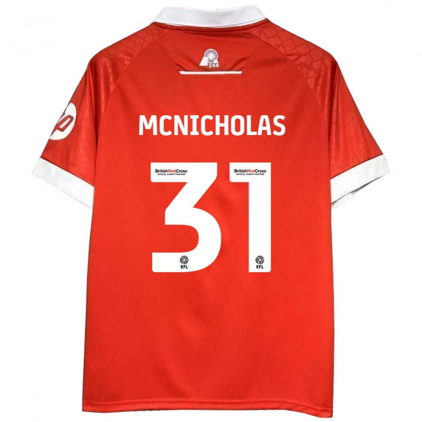 Női Luke Mcnicholas #31 Piros Fehér Hazai Jersey 2024/25 Mez Póló Ing