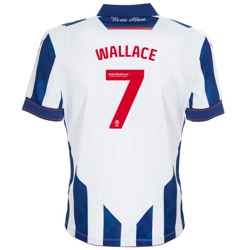 Női Jed Wallace #7 Fehér Sötétkék Hazai Jersey 2024/25 Mez Póló Ing