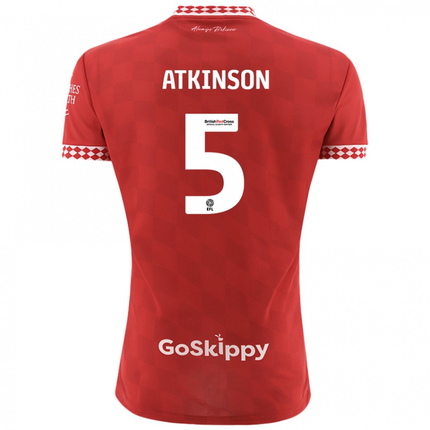 Női Rob Atkinson #5 Piros Hazai Jersey 2024/25 Mez Póló Ing