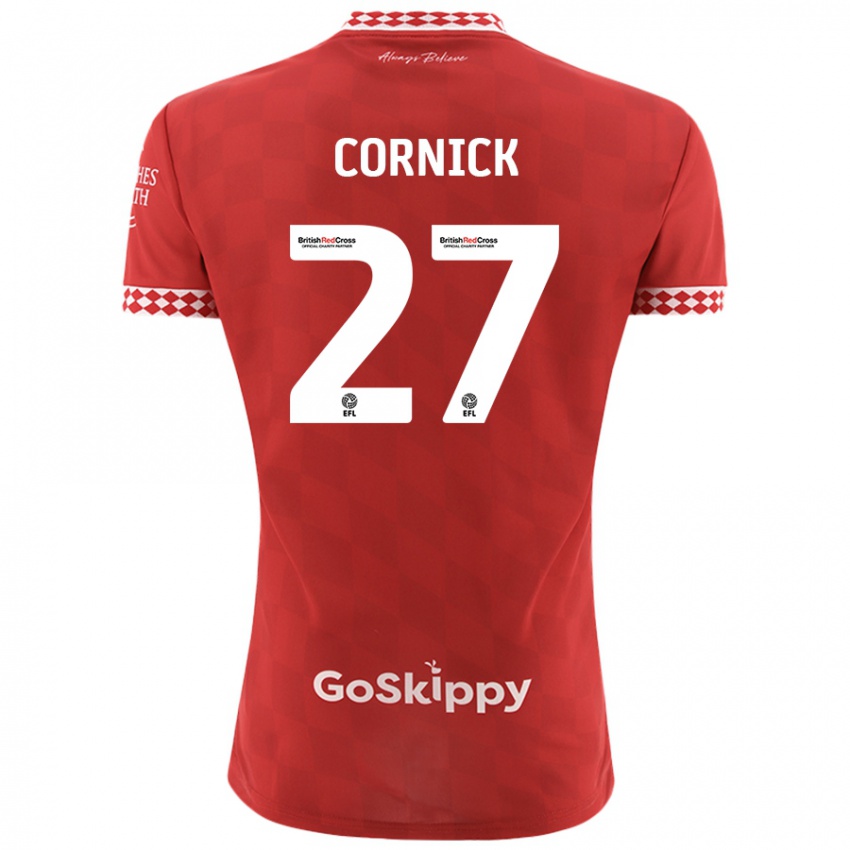 Női Harry Cornick #27 Piros Hazai Jersey 2024/25 Mez Póló Ing