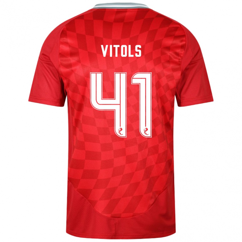 Női Rodrigo Vitols #41 Piros Hazai Jersey 2024/25 Mez Póló Ing