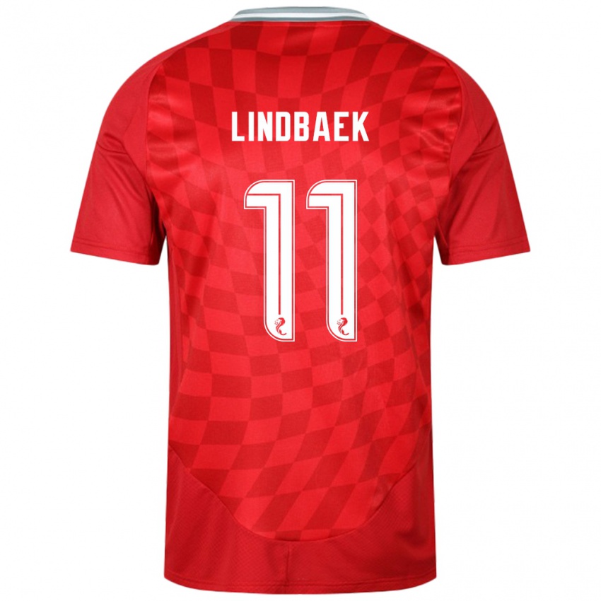 Női Adele Lindbaek #11 Piros Hazai Jersey 2024/25 Mez Póló Ing