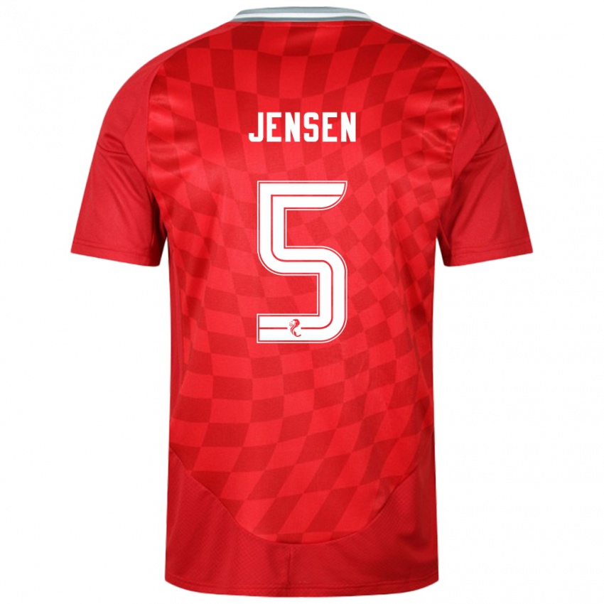 Női Richard Jensen #5 Piros Hazai Jersey 2024/25 Mez Póló Ing