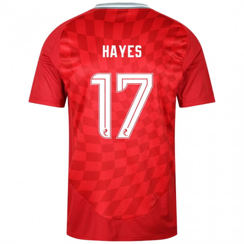 Női Jonny Hayes #17 Piros Hazai Jersey 2024/25 Mez Póló Ing