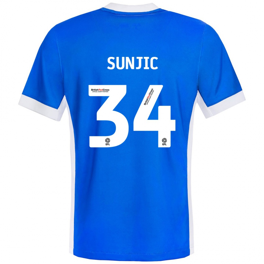 Női Ivan Sunjic #34 Kék Fehér Hazai Jersey 2024/25 Mez Póló Ing