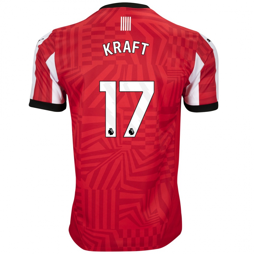 Női Emily Kraft #17 Piros Fehér Hazai Jersey 2024/25 Mez Póló Ing