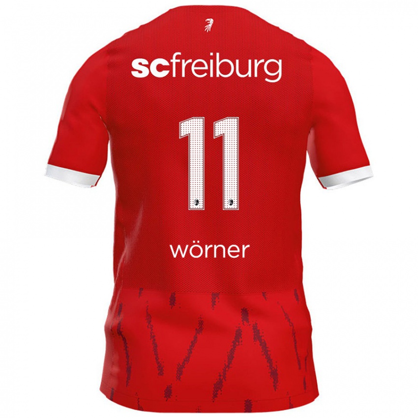 Női Marco Wörner #11 Piros Hazai Jersey 2024/25 Mez Póló Ing