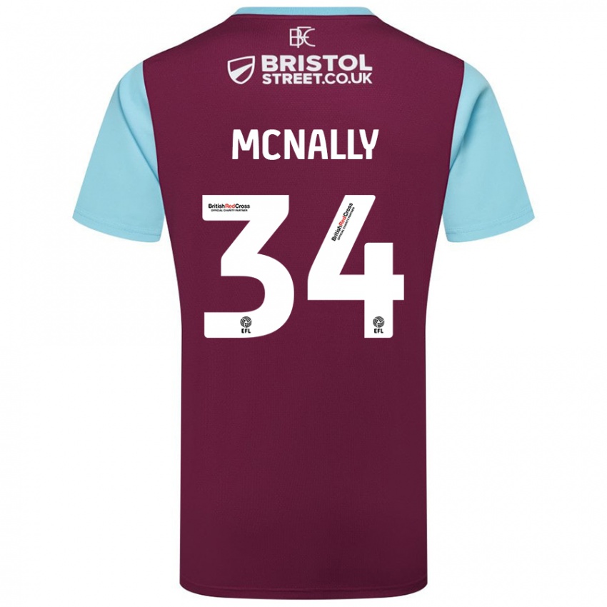 Női Luke Mcnally #34 Bordó Égszínkék Hazai Jersey 2024/25 Mez Póló Ing