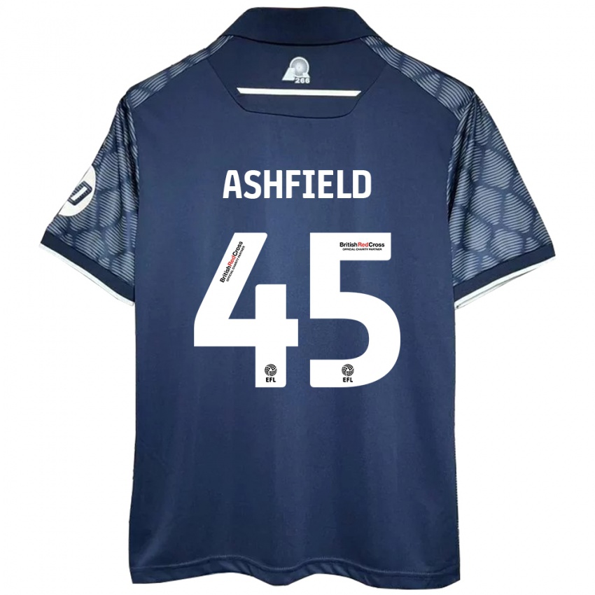 Női Harry Ashfield #45 Fekete Idegenbeli Jersey 2024/25 Mez Póló Ing