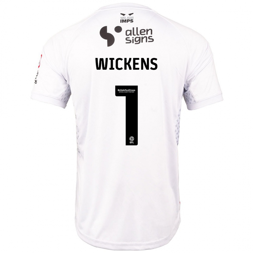 Női George Wickens #1 Piros Fehér Idegenbeli Jersey 2024/25 Mez Póló Ing