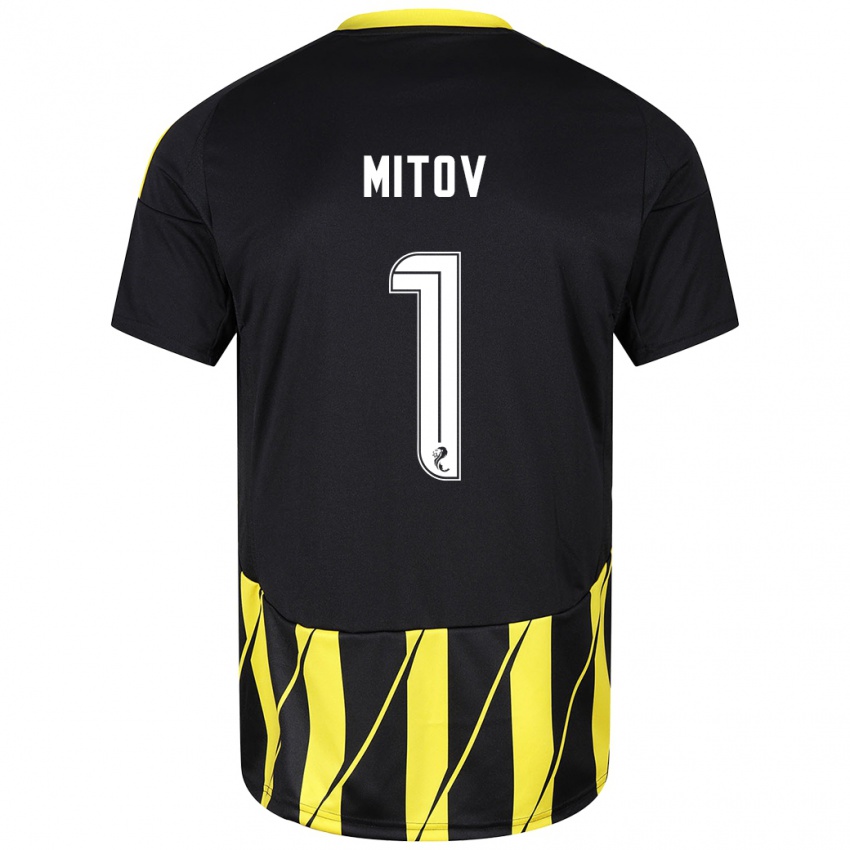 Női Dimitar Mitov #1 Fekete Sárga Idegenbeli Jersey 2024/25 Mez Póló Ing