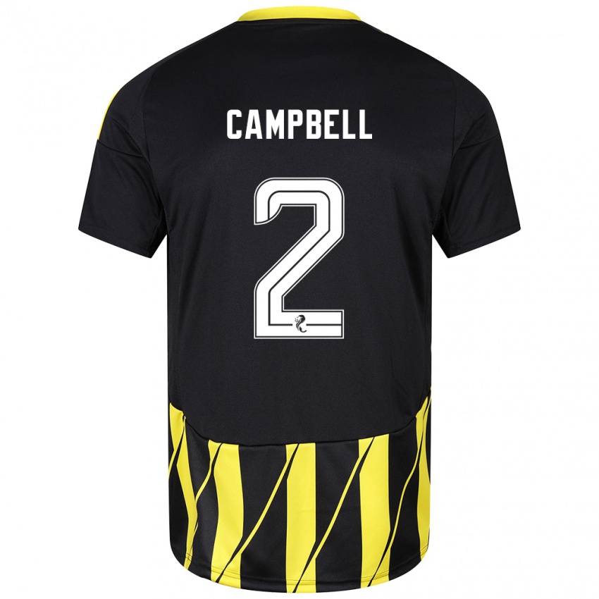 Női Loren Campbell #2 Fekete Sárga Idegenbeli Jersey 2024/25 Mez Póló Ing