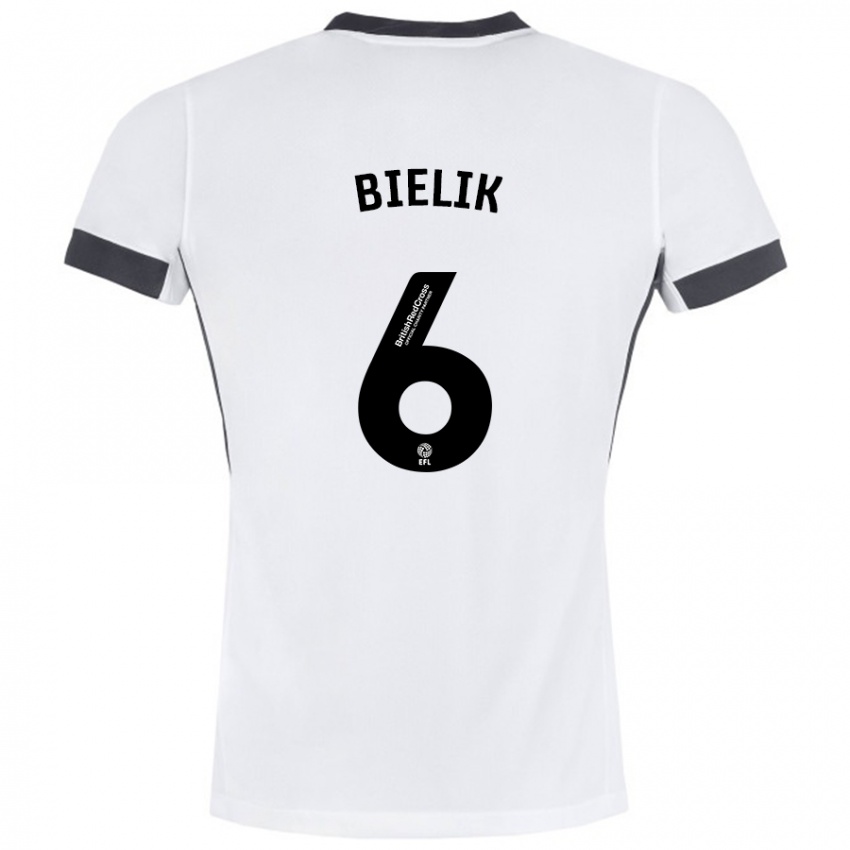 Női Krystian Bielik #6 Fehér Fekete Idegenbeli Jersey 2024/25 Mez Póló Ing