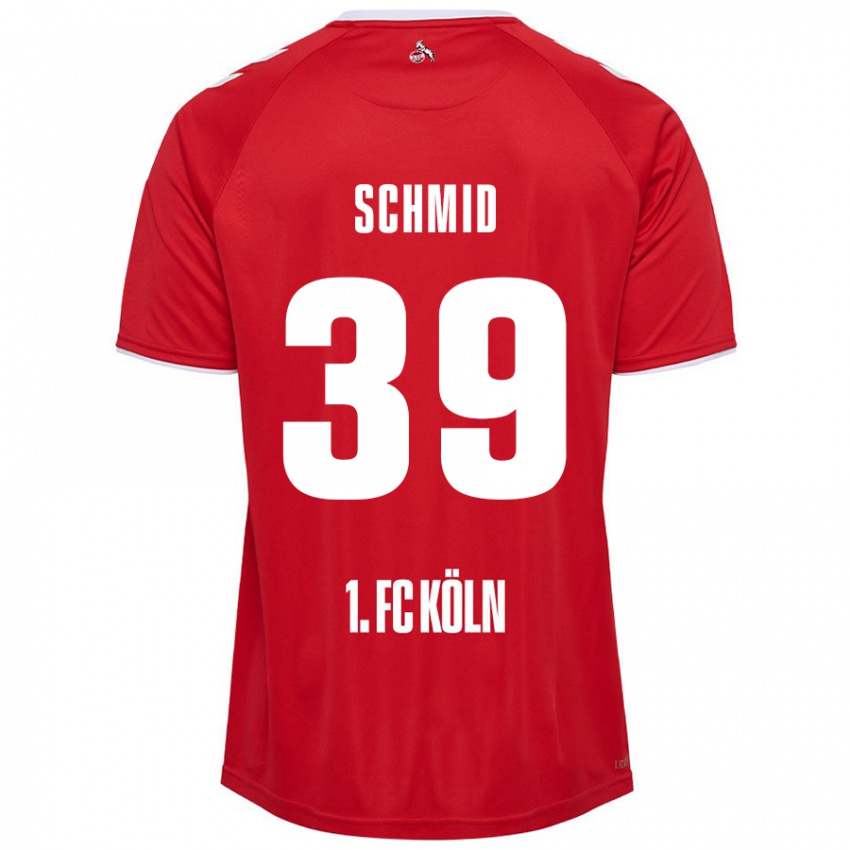 Női Maximilian Schmid #39 Piros Fehér Idegenbeli Jersey 2024/25 Mez Póló Ing