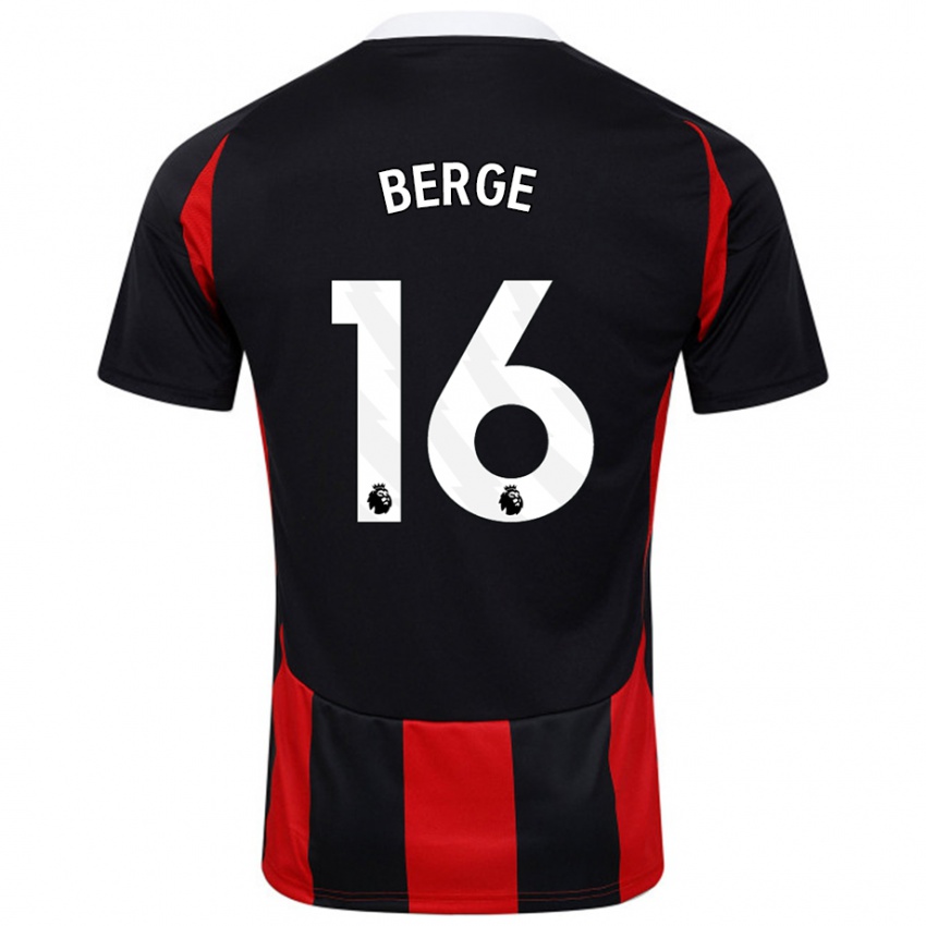 Női Sander Berge #16 Fekete Piros Idegenbeli Jersey 2024/25 Mez Póló Ing