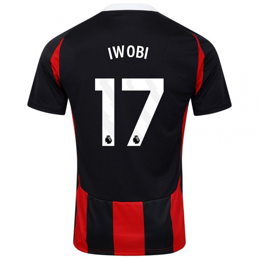 Női Alex Iwobi #17 Fekete Piros Idegenbeli Jersey 2024/25 Mez Póló Ing