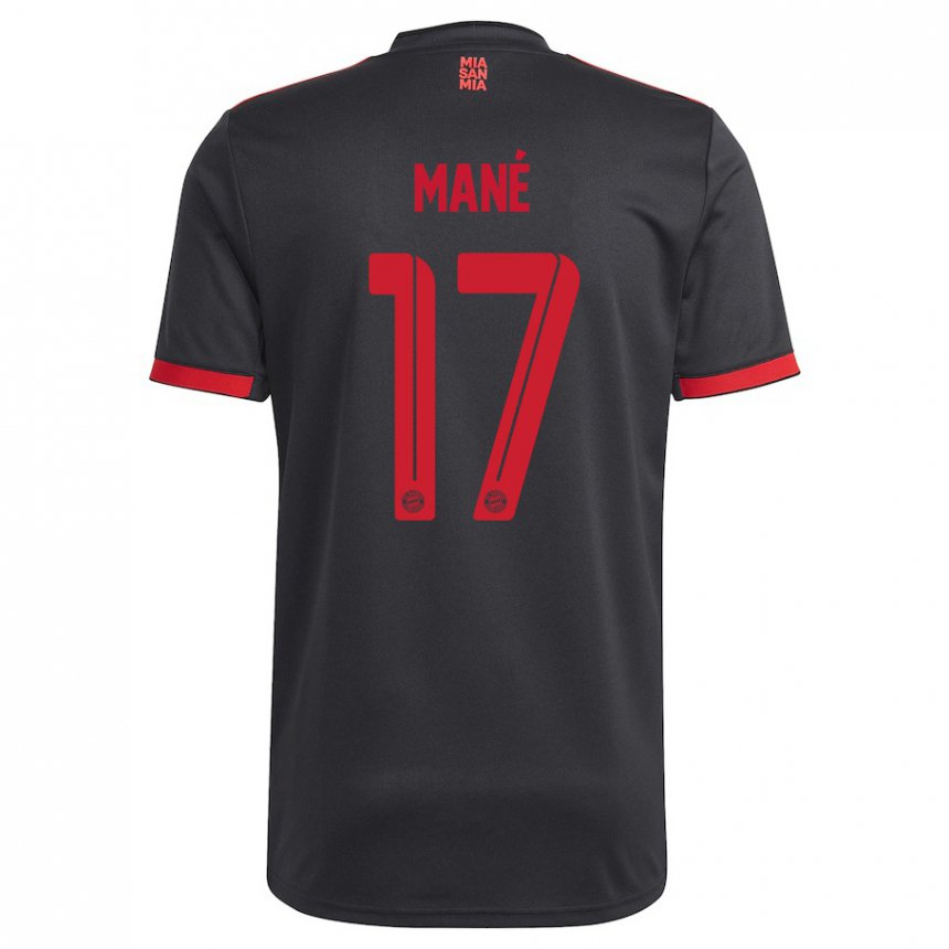 Gyermek Sadio Mane #17 Fekete és Piros Harmadik Számú Jersey 2022/23 Mez Póló Ing