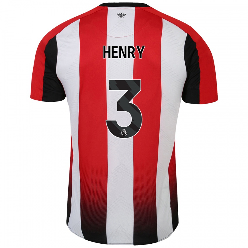 Gyermek Rico Henry #3 Piros Fehér Hazai Jersey 2024/25 Mez Póló Ing