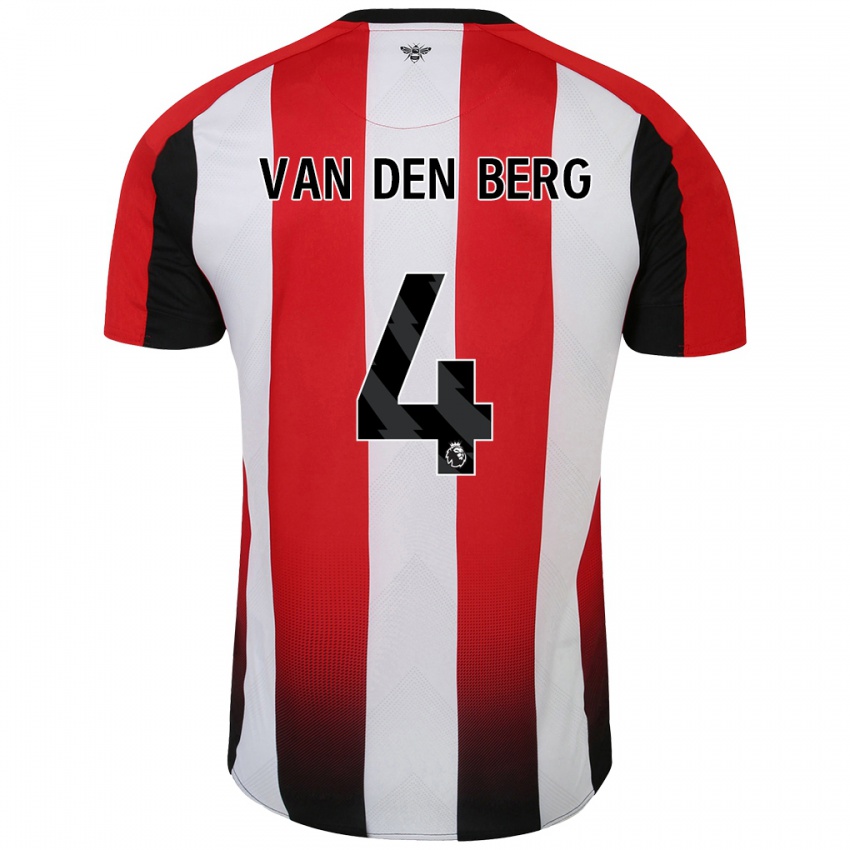 Gyermek Sepp Van Den Berg #4 Piros Fehér Hazai Jersey 2024/25 Mez Póló Ing