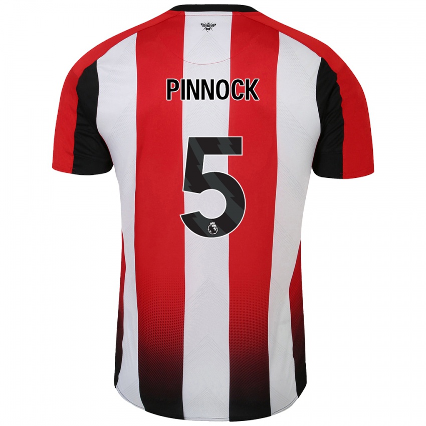 Gyermek Ethan Pinnock #5 Piros Fehér Hazai Jersey 2024/25 Mez Póló Ing