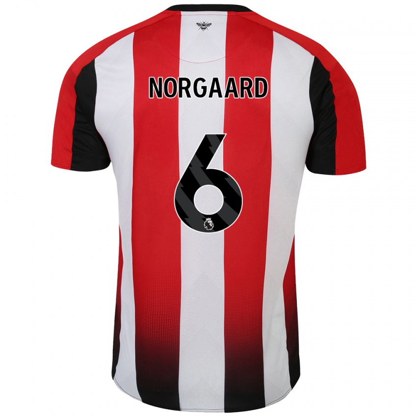 Gyermek Christian Nørgaard #6 Piros Fehér Hazai Jersey 2024/25 Mez Póló Ing