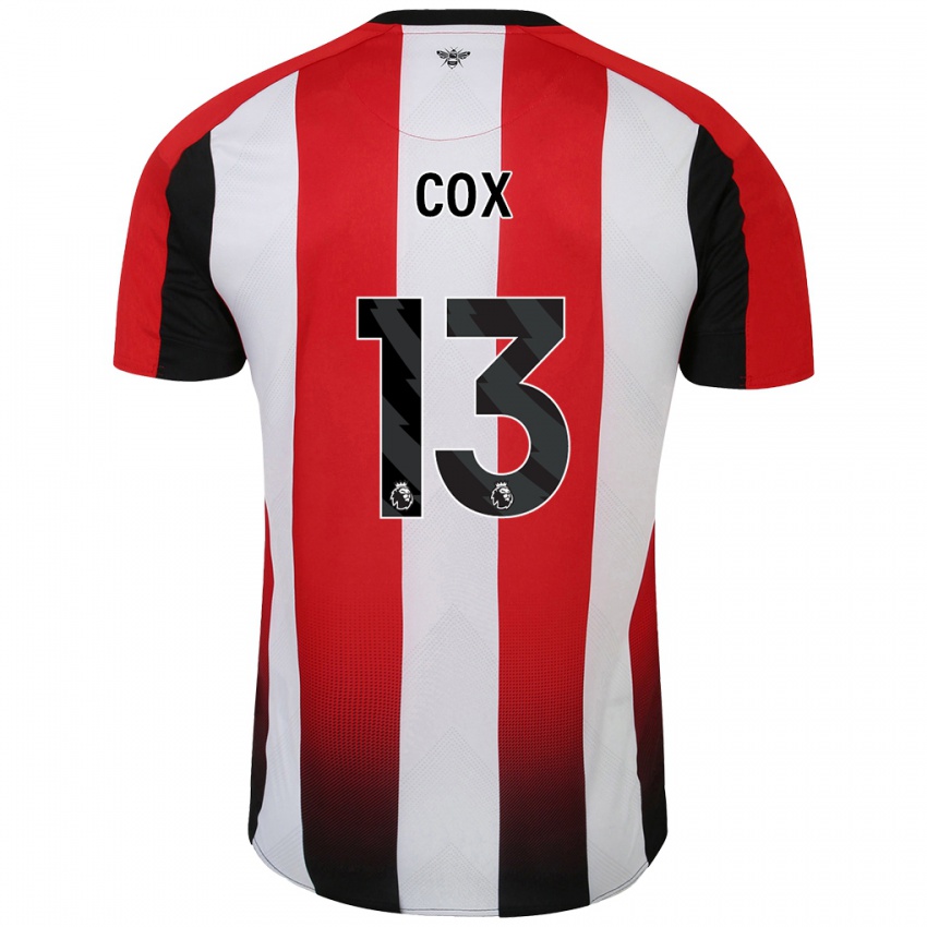 Gyermek Matthew Cox #13 Piros Fehér Hazai Jersey 2024/25 Mez Póló Ing