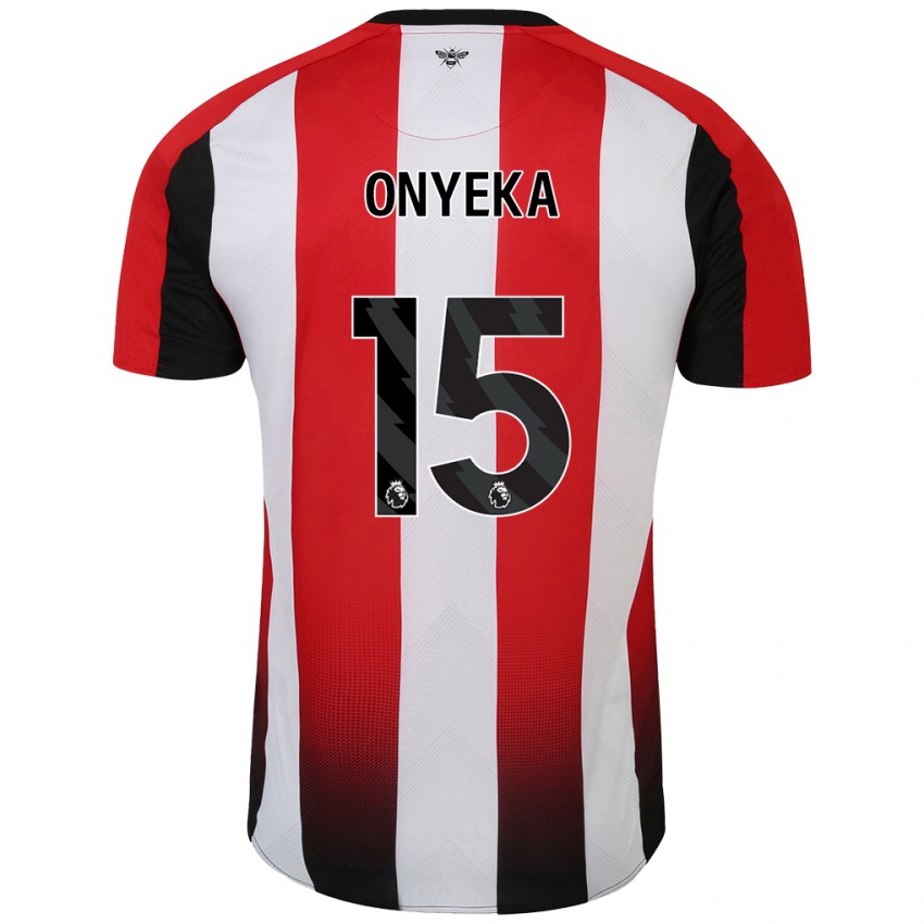 Gyermek Frank Onyeka #15 Piros Fehér Hazai Jersey 2024/25 Mez Póló Ing