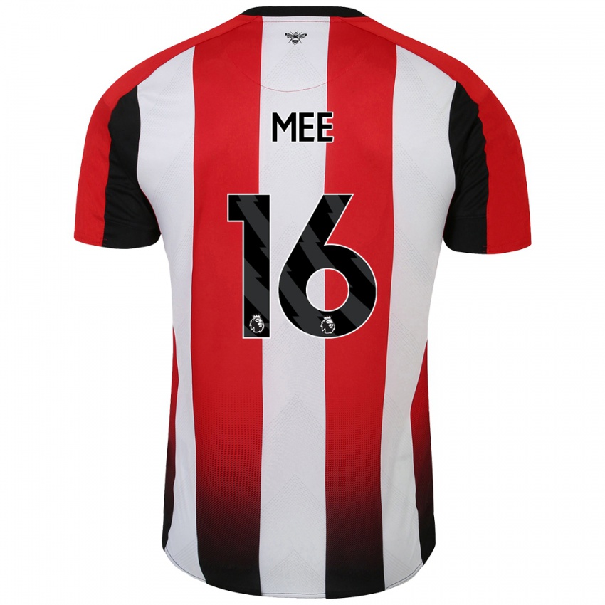 Gyermek Ben Mee #16 Piros Fehér Hazai Jersey 2024/25 Mez Póló Ing