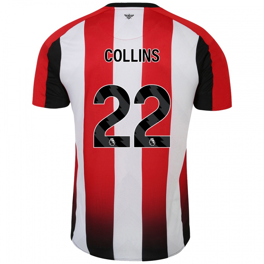 Gyermek Nathan Collins #22 Piros Fehér Hazai Jersey 2024/25 Mez Póló Ing