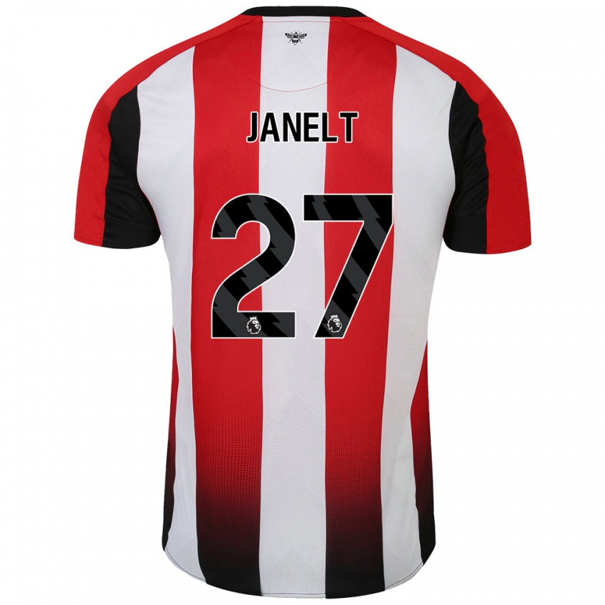 Gyermek Vitaly Janelt #27 Piros Fehér Hazai Jersey 2024/25 Mez Póló Ing