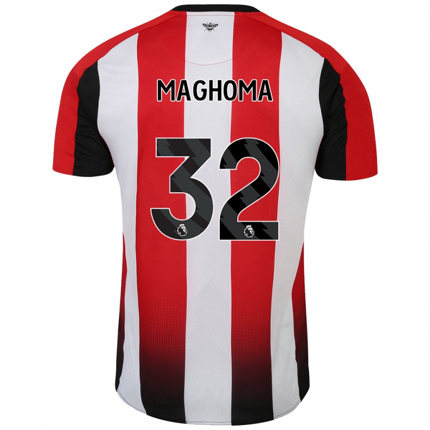 Gyermek Paris Maghoma #32 Piros Fehér Hazai Jersey 2024/25 Mez Póló Ing