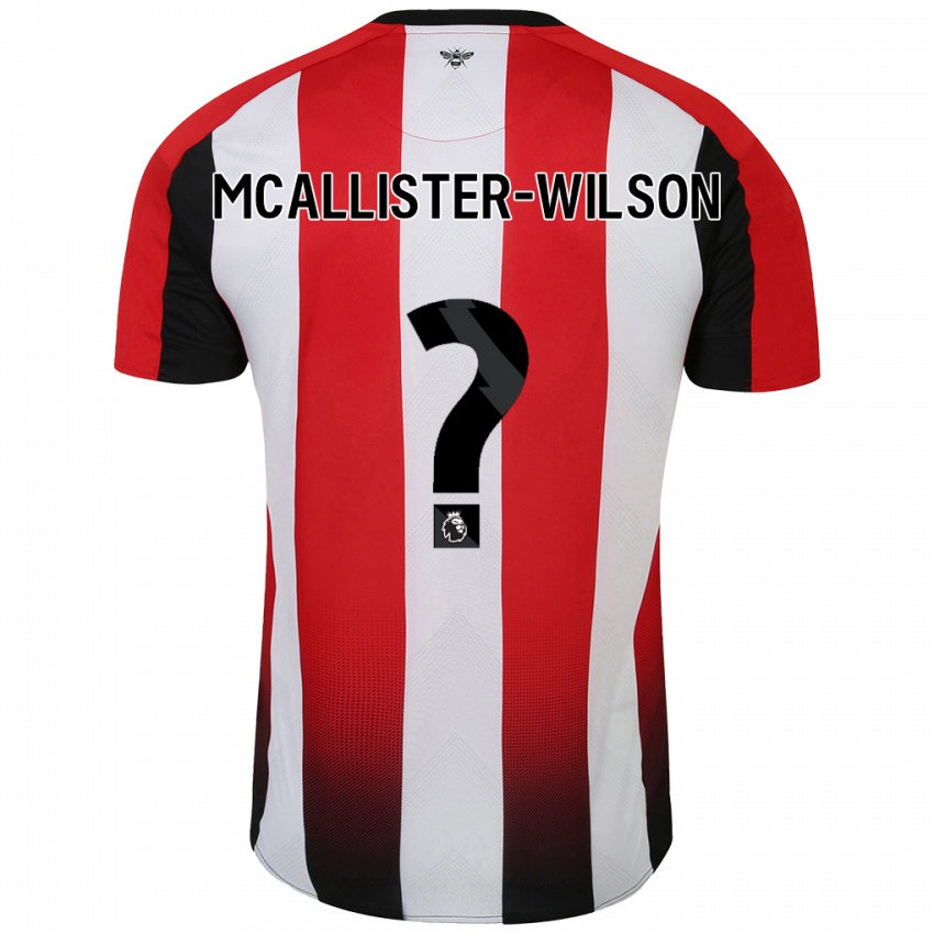 Gyermek Zack Mcallister-Wilson #0 Piros Fehér Hazai Jersey 2024/25 Mez Póló Ing