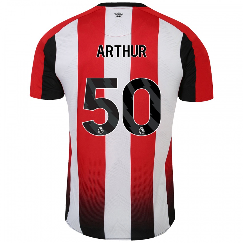 Gyermek Benjamin Arthur #50 Piros Fehér Hazai Jersey 2024/25 Mez Póló Ing