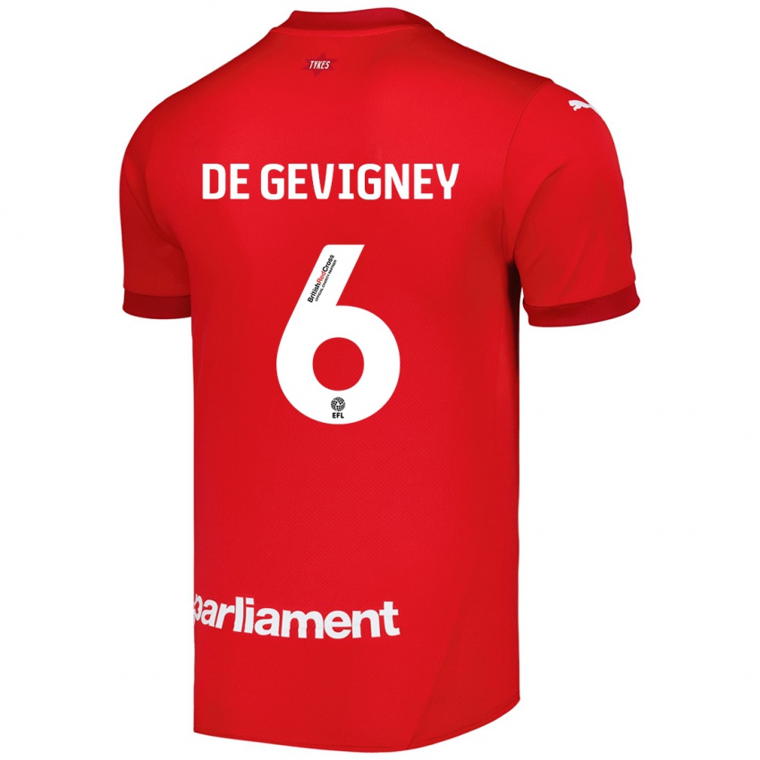 Gyermek Maël De Gevigney #6 Piros Hazai Jersey 2024/25 Mez Póló Ing