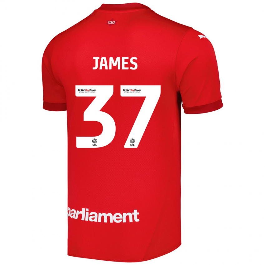 Gyermek Nathan James #37 Piros Hazai Jersey 2024/25 Mez Póló Ing