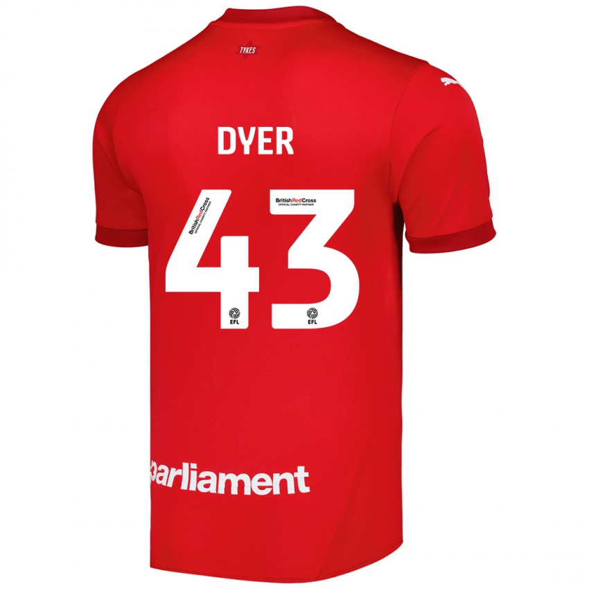 Gyermek Josiah Dyer #43 Piros Hazai Jersey 2024/25 Mez Póló Ing