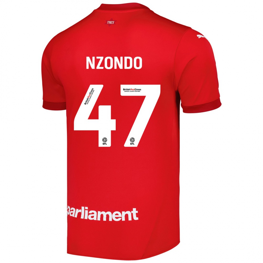 Gyermek Emmaisa Nzondo #47 Piros Hazai Jersey 2024/25 Mez Póló Ing