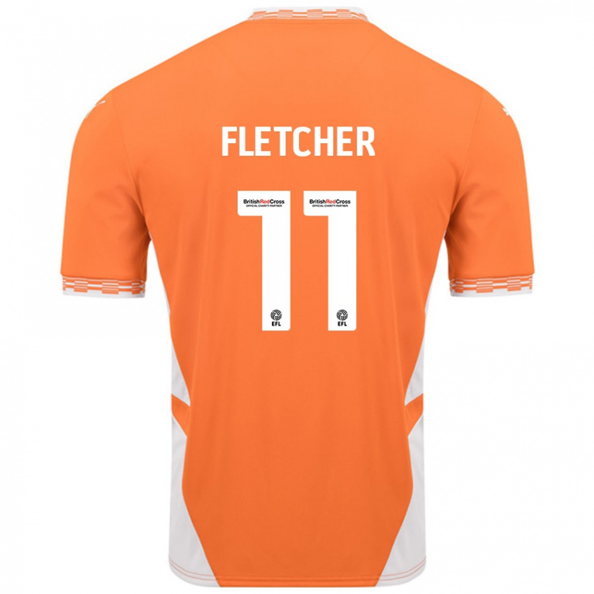 Gyermek Ashley Fletcher #11 Narancssárga Fehér Hazai Jersey 2024/25 Mez Póló Ing