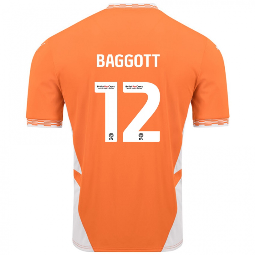 Gyermek Elkan Baggott #12 Narancssárga Fehér Hazai Jersey 2024/25 Mez Póló Ing