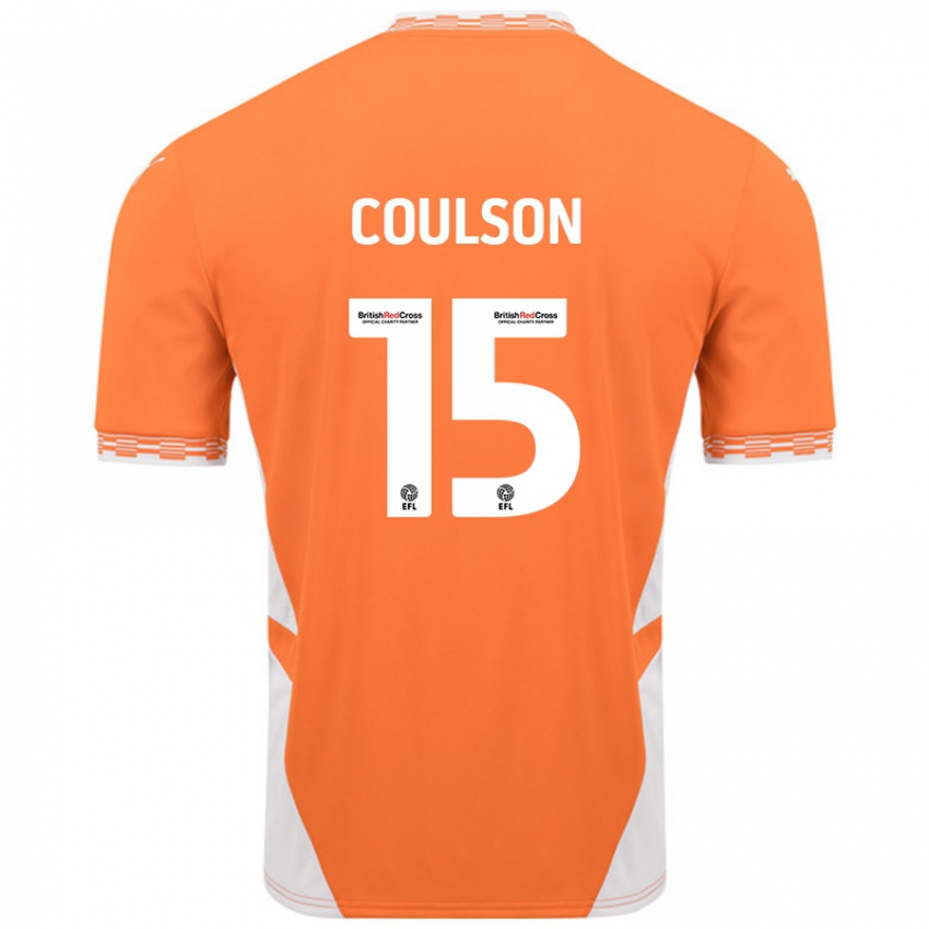 Gyermek Hayden Coulson #15 Narancssárga Fehér Hazai Jersey 2024/25 Mez Póló Ing